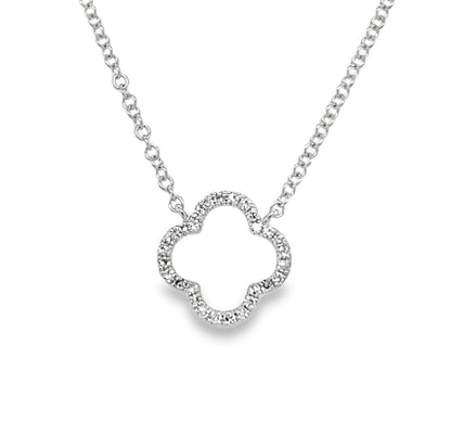 Jai's 14K White Gold Diamond Clover Necklace