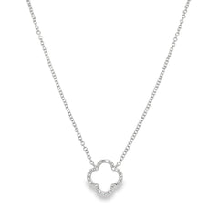Jai's 14K White Gold Diamond Quatrefoil Necklace