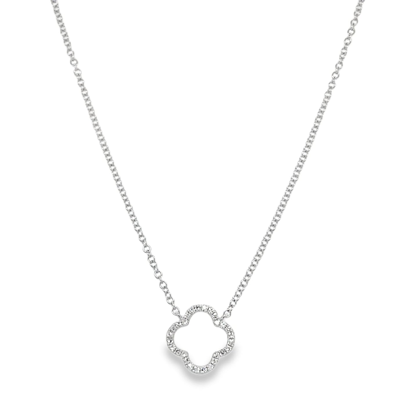 Jai's 14K White Gold Diamond Clover Necklace
