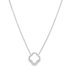 Jai's 14K White Gold Diamond Clover Necklace