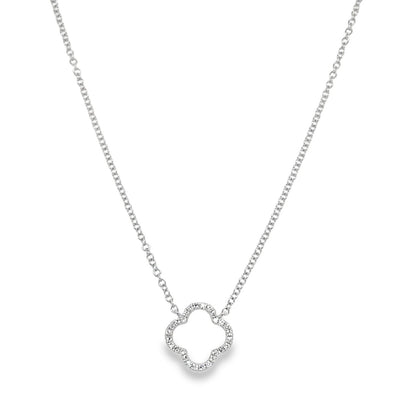Jai's 14K White Gold Diamond Clover Necklace
