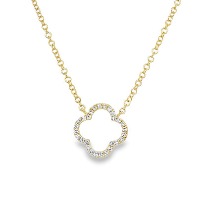 Jai's 14K Yellow Gold Diamond Clover Necklace