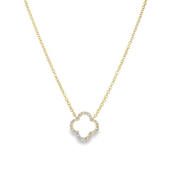 Jai's 14K Yellow Gold Diamond Clover Necklace
