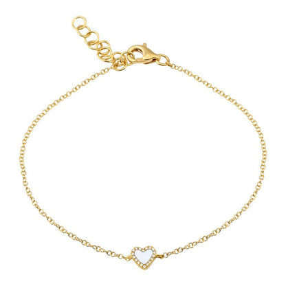 Jai's 14K Yellow Gold Diamond & Mother-of-Pearl Heart Bracelet