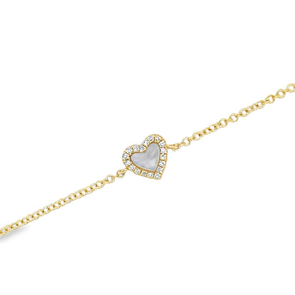 Jai's 14K Yellow Gold Diamond & Mother-of-Pearl Heart Bracelet