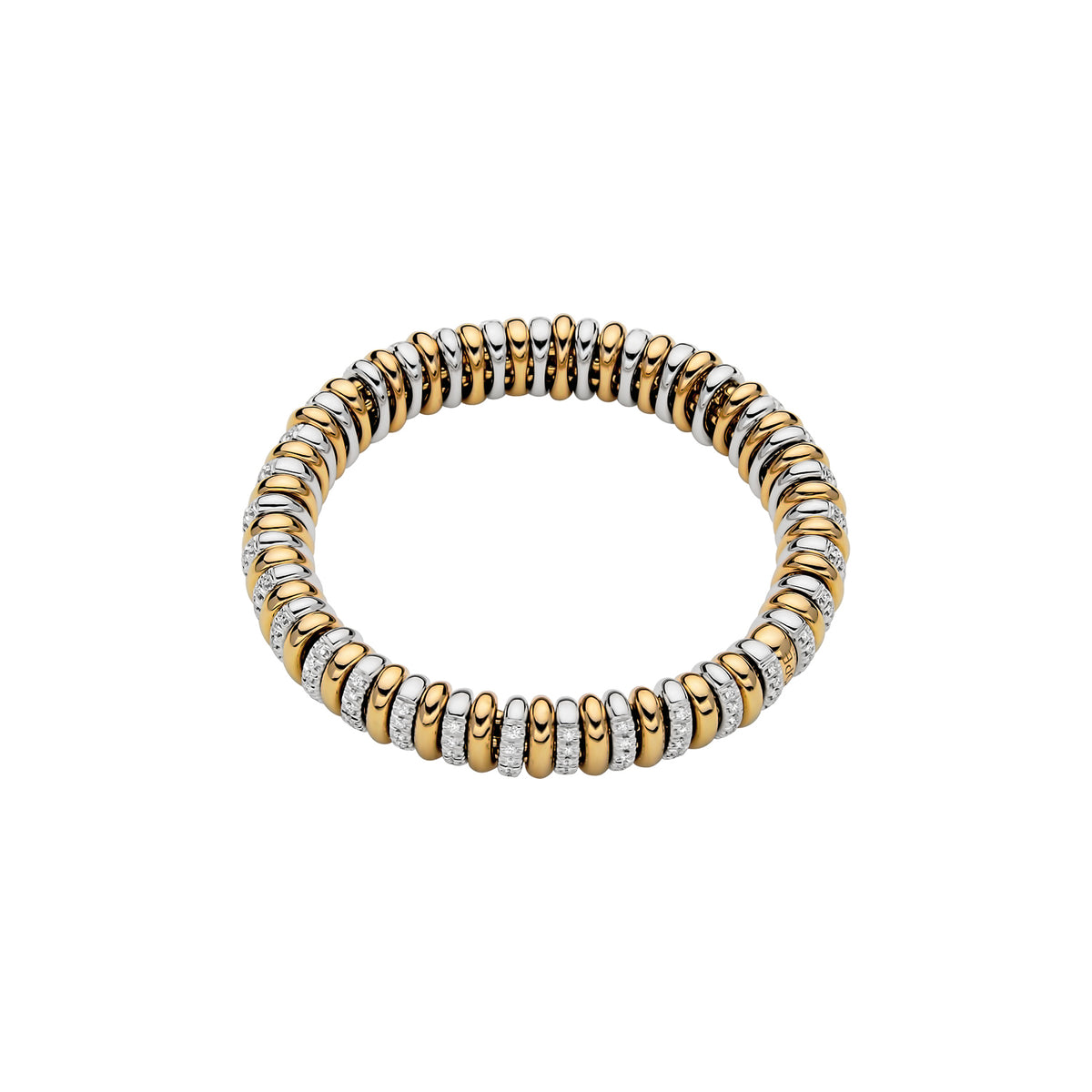 Fope's 18K Two-tone Vendome Rondel-link Diamond Bracelet