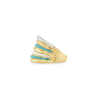 Jai's 14K Yellow Gold Turquoise Open-band Ring