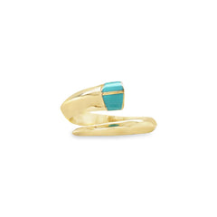 Jai's 14K Yellow Gold Turquoise-accented Spiral Ring