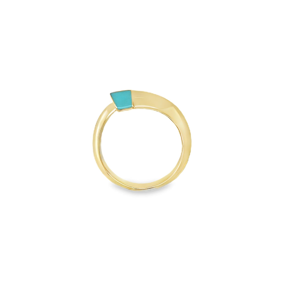 Jai's 14K Yellow Gold Turquoise-accented Spiral Ring
