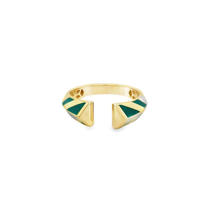 Jai's 14K Yellow Gold Turquoise Open-band Ring