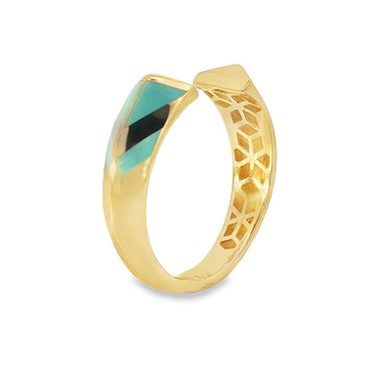 Jai's 14K Yellow Gold Turquoise Open-band Ring