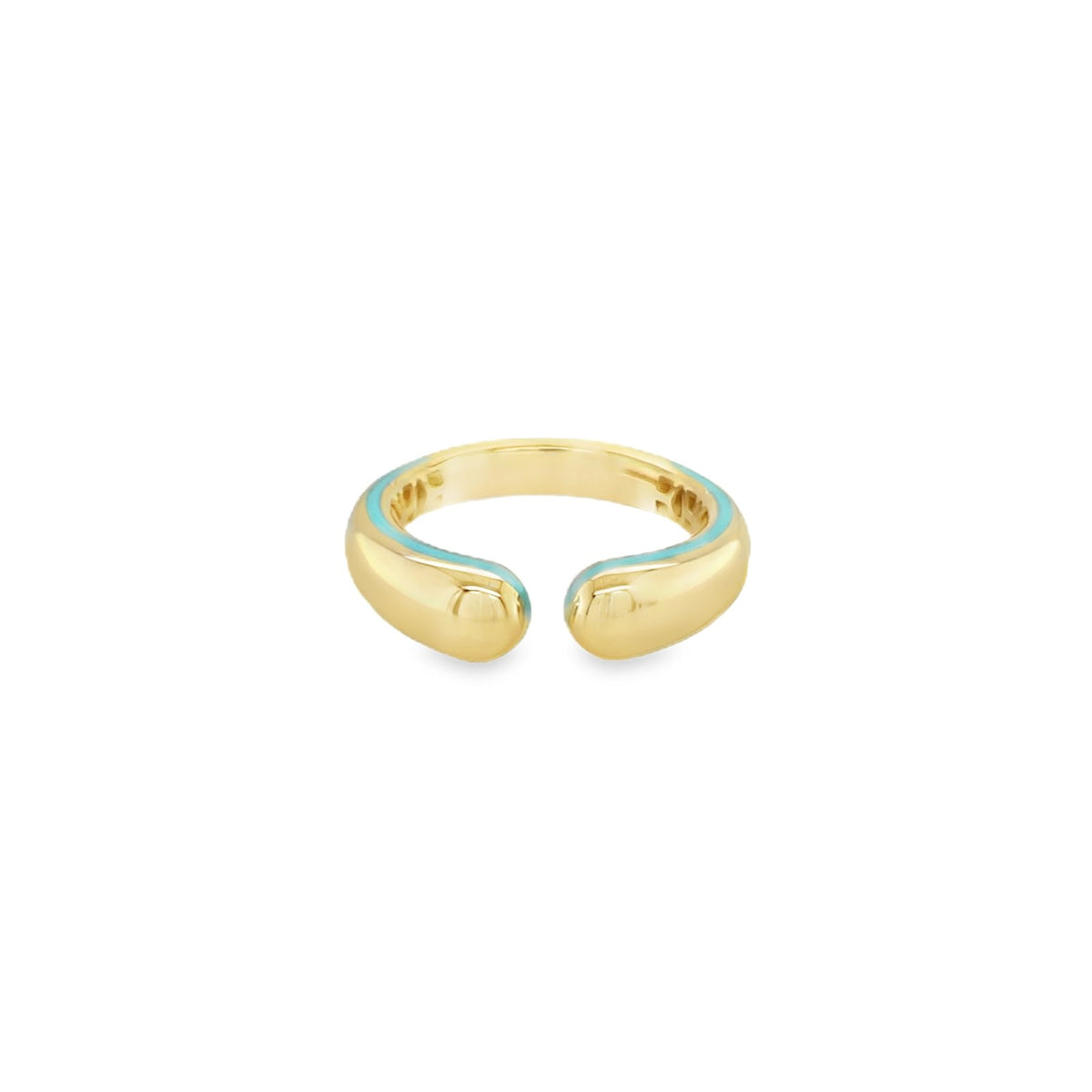 Jai's 14K Yellow Gold Turquoise Open-band Ring