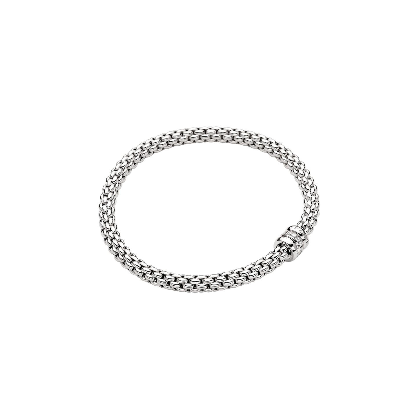 Fope's 18K White Gold Solo Flex'it Multi-rondel Diamond Bracelet