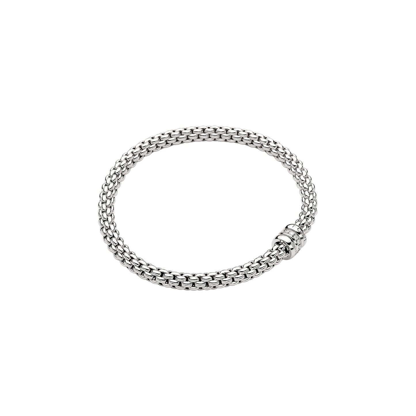 Fope's 18K White Gold Solo Flex'it Multi-rondel Diamond Bracelet