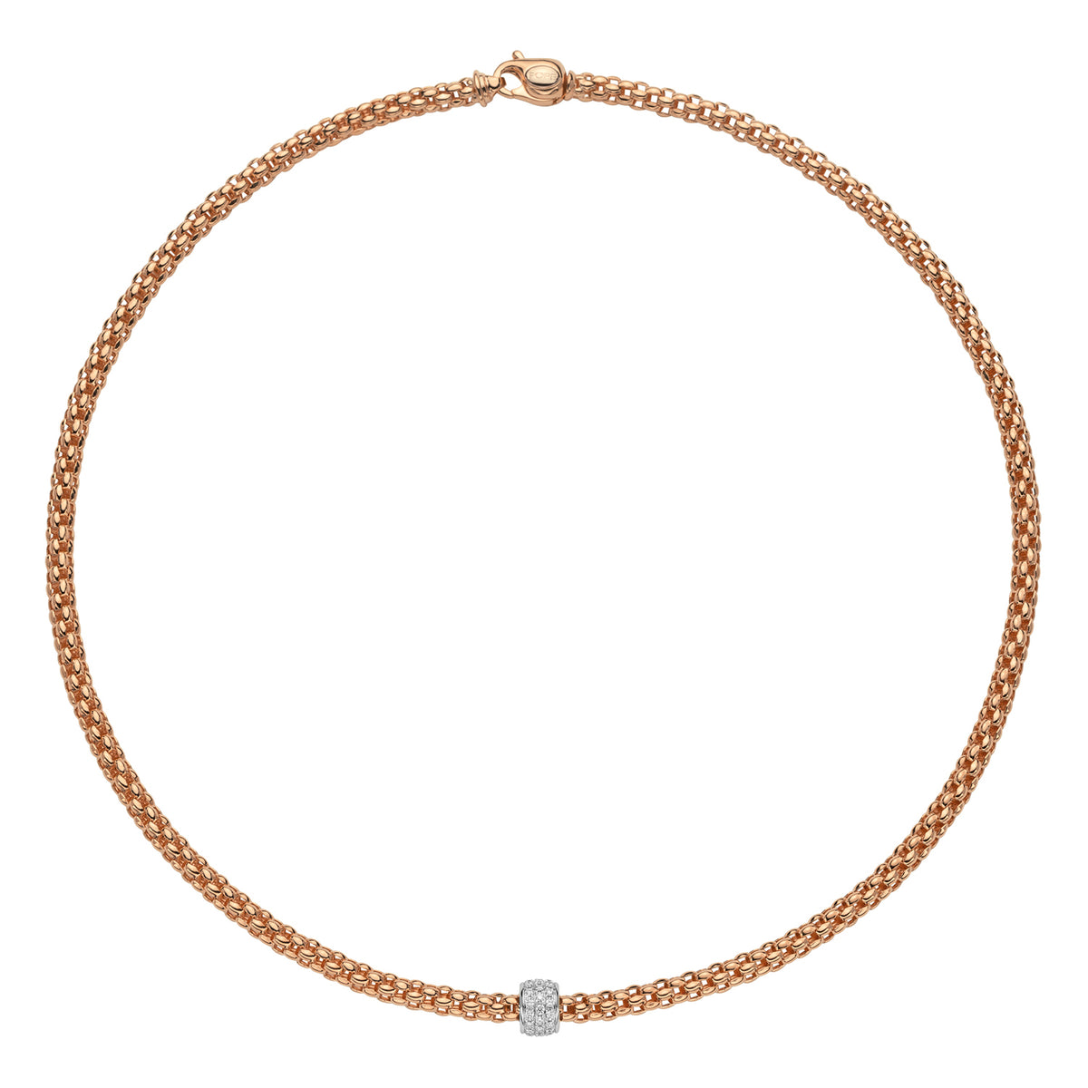 Fope's 18K Rose Gold Solo Rope Diamond Necklace