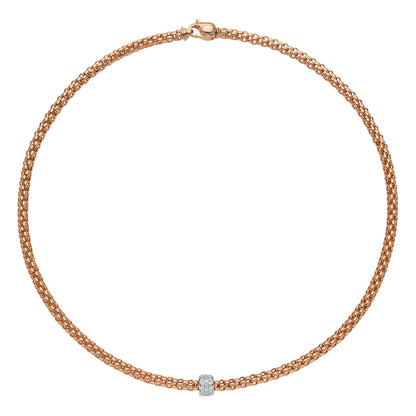 Fope's 18K Rose Gold Solo Rope Diamond Necklace