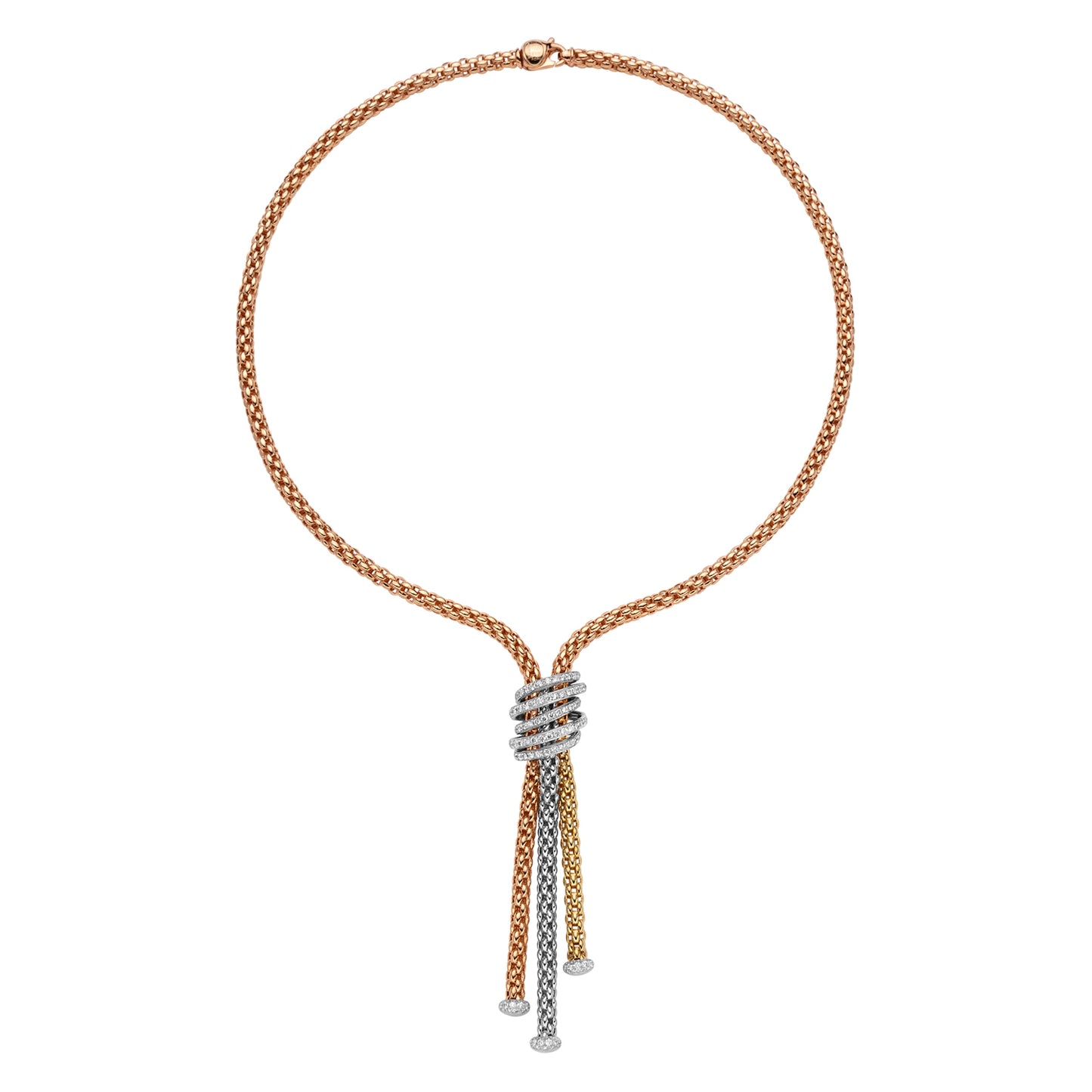 Fope's 18K Tri-tone Solo Rope Diamond Necklace