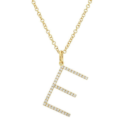 Jai's 14K Yellow Gold Diamond Initial E Necklace