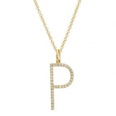 Jai's 14K Yellow Gold Diamond Initial P Necklace