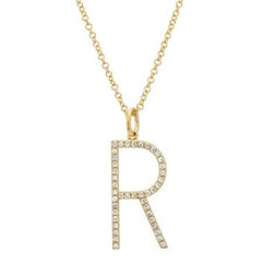 Jai's 14K Yellow Gold Diamond Initial R Necklace