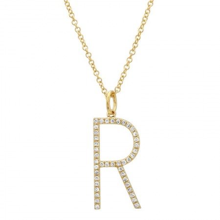 Jai's 14K Yellow Gold Diamond Initial R Necklace