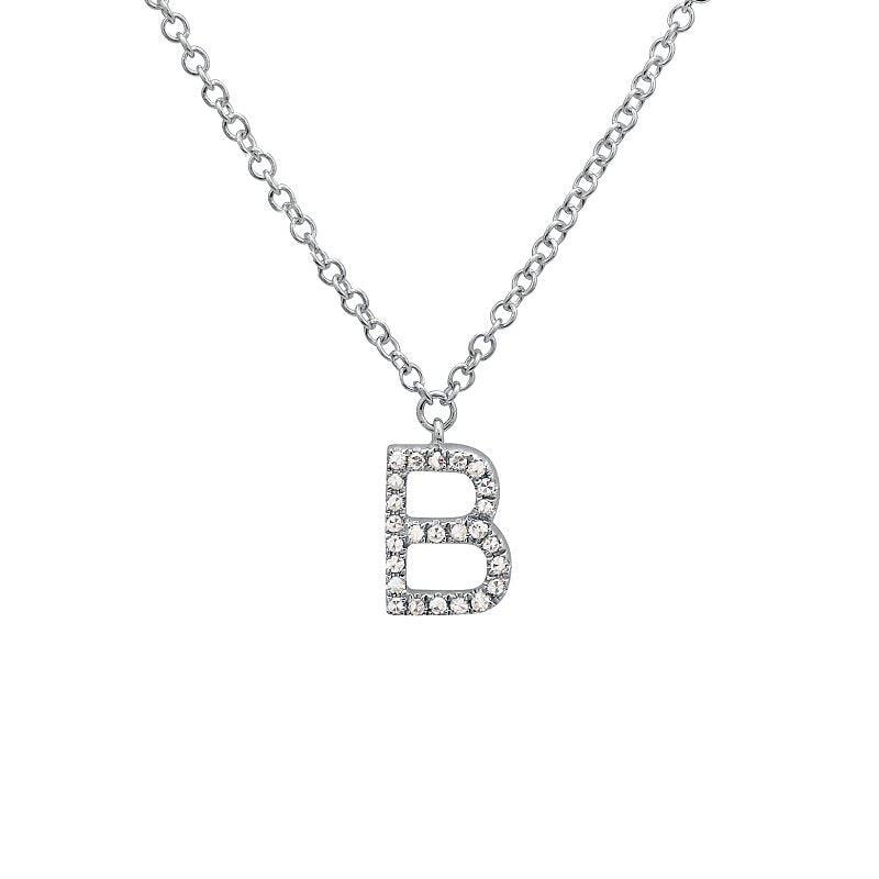 Jai's 14K White Gold Diamond Initial B Necklace