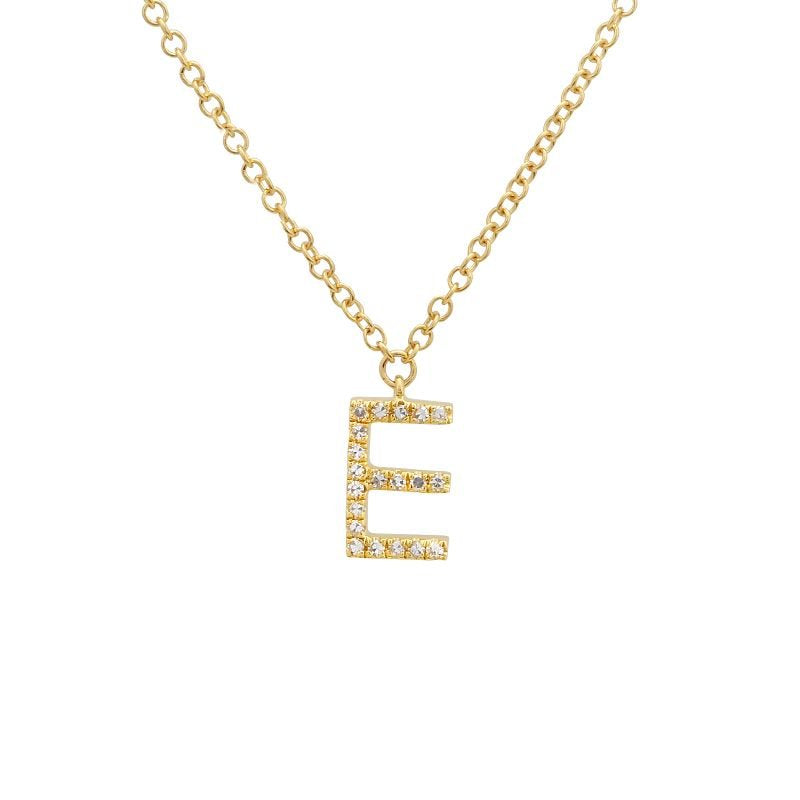 Jai's 14K Yellow Gold Diamond Initial E Necklace