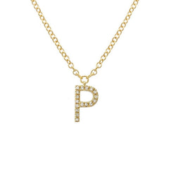 Jai's 14K Yellow Gold Diamond Initial P Necklace