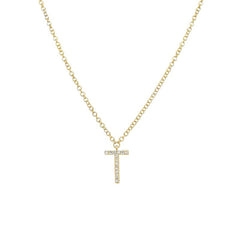 Jai's 14K Yellow Gold Diamond Initial T Necklace