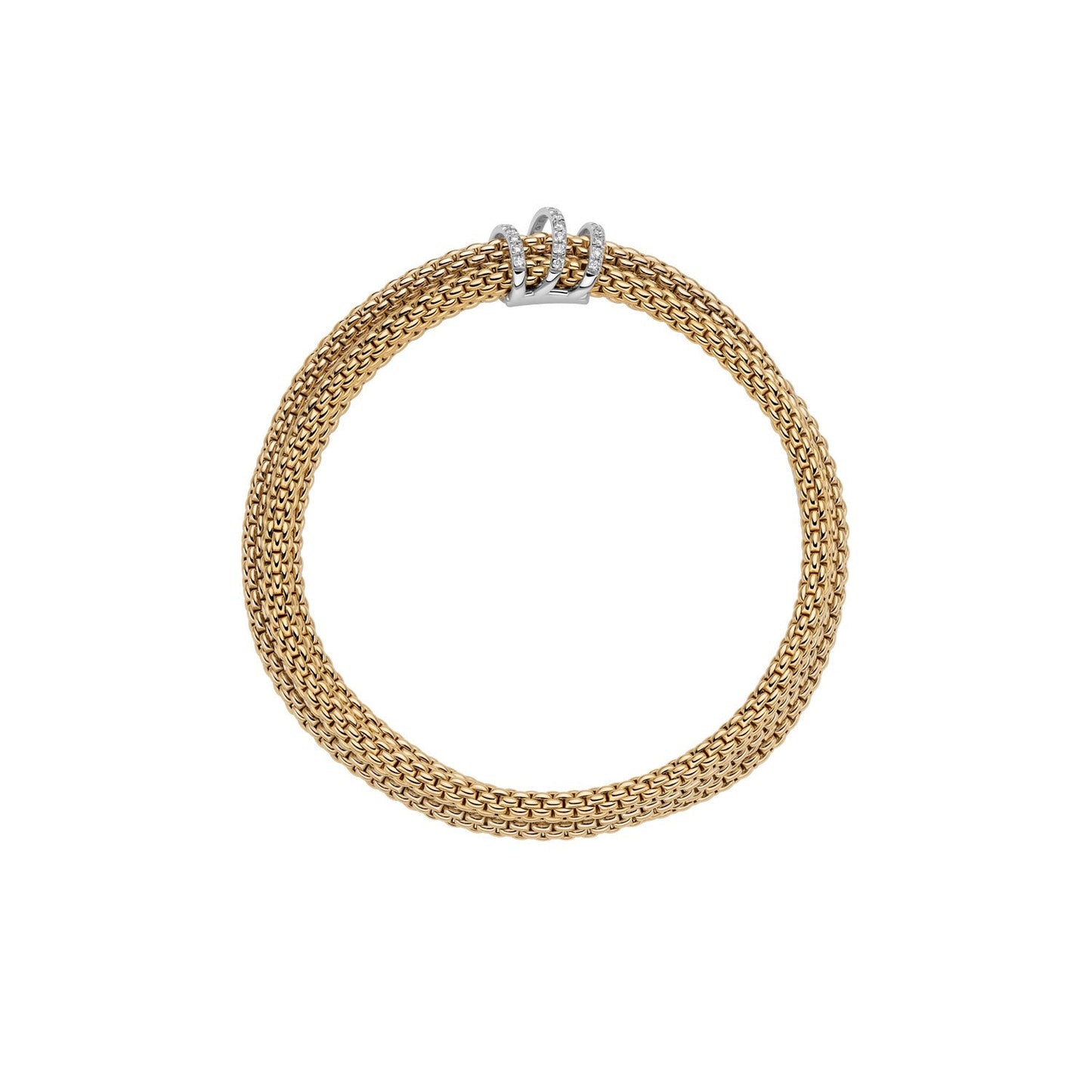 Fope's 18K Yellow Gold Tri-strand Prima Diamond Bracelet