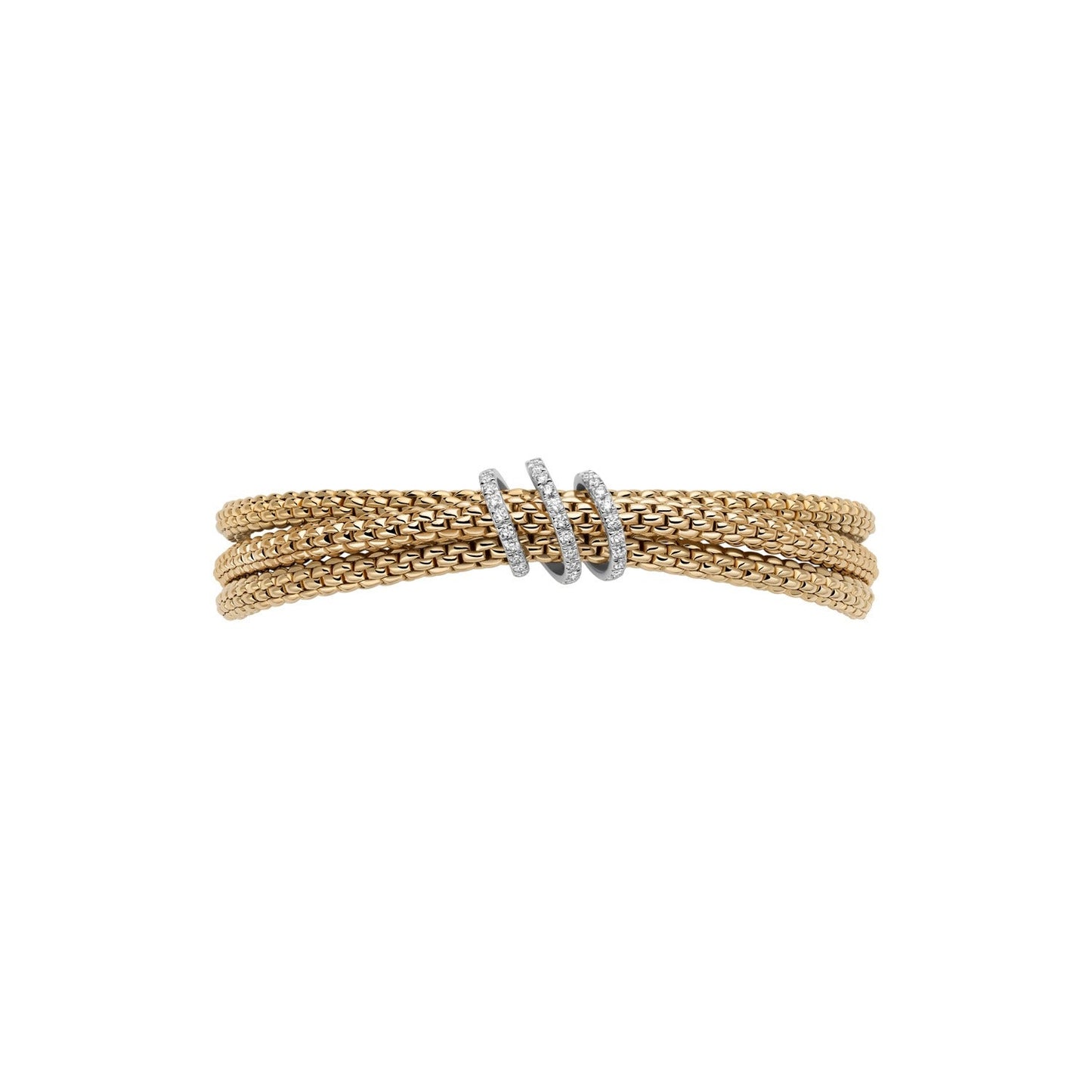 Fope's 18K Yellow Gold Tri-strand Prima Diamond Bracelet