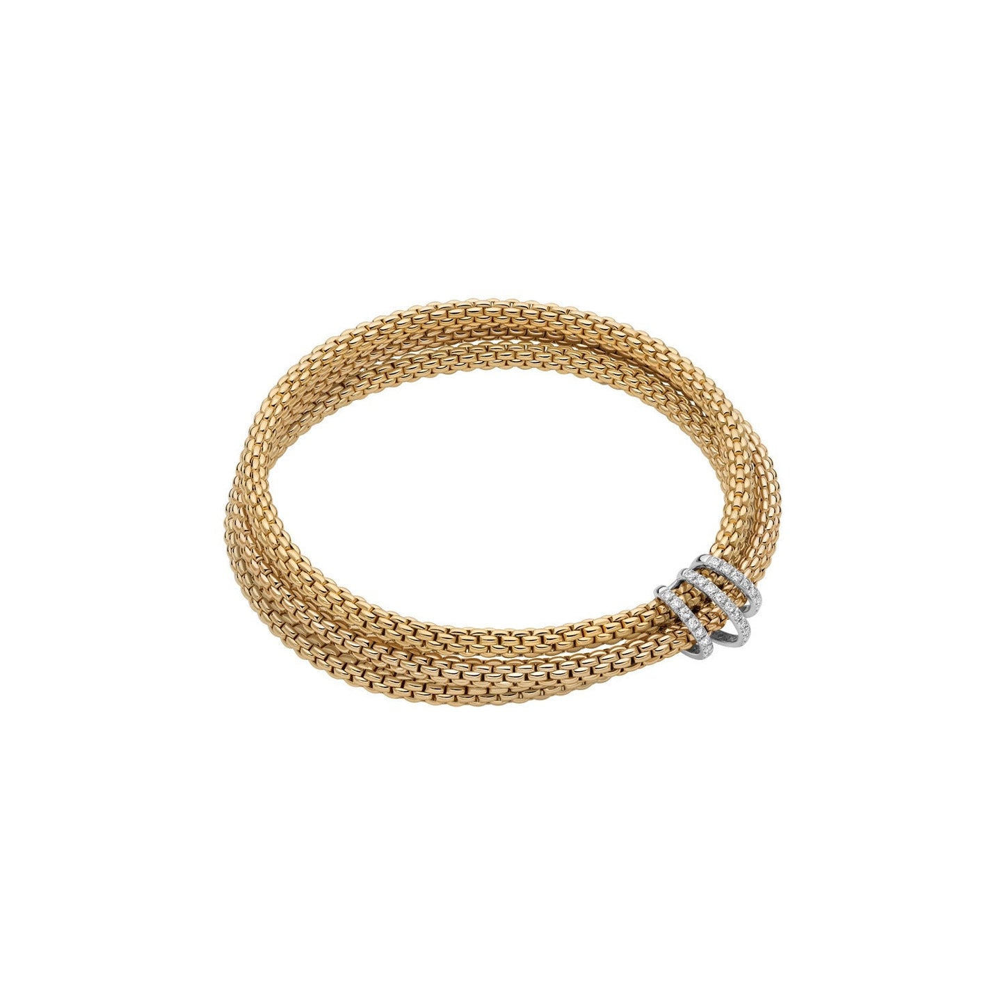 Fope's 18K Yellow Gold Tri-strand Prima Diamond Bracelet