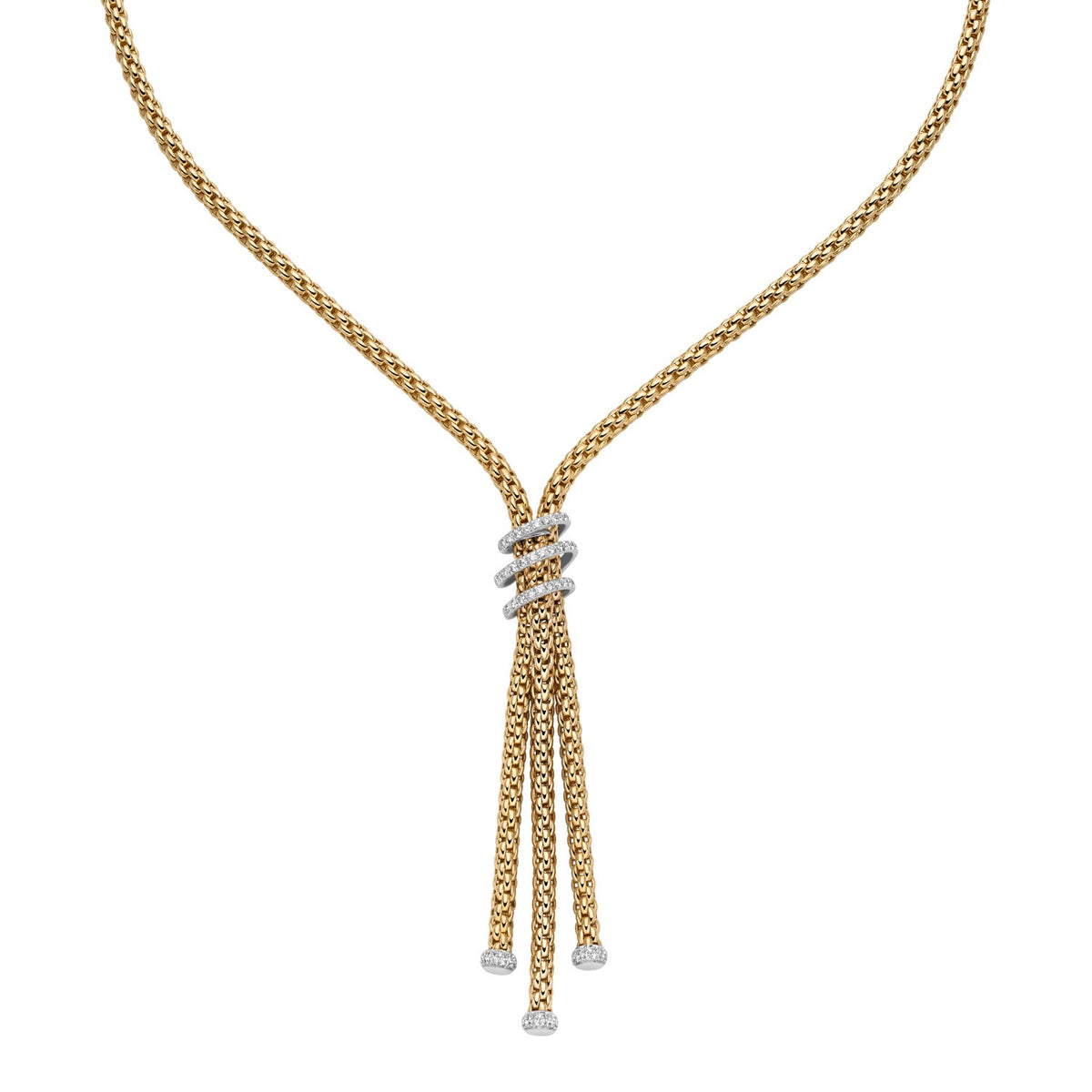 Fope's 18K Yellow Gold Tri-strand Prima Rope Diamond Necklace