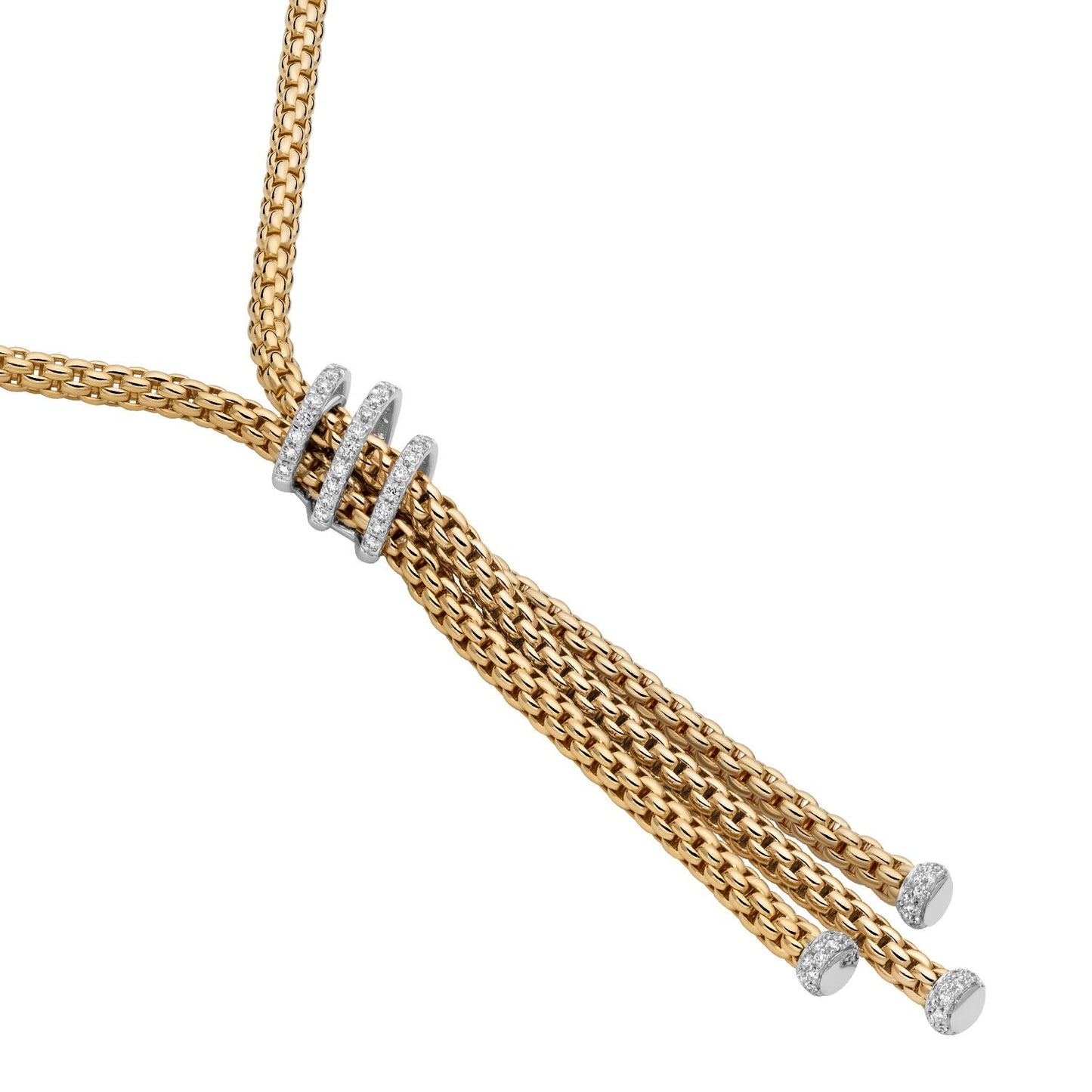 Fope's 18K Yellow Gold Tri-strand Prima Rope Diamond Necklace