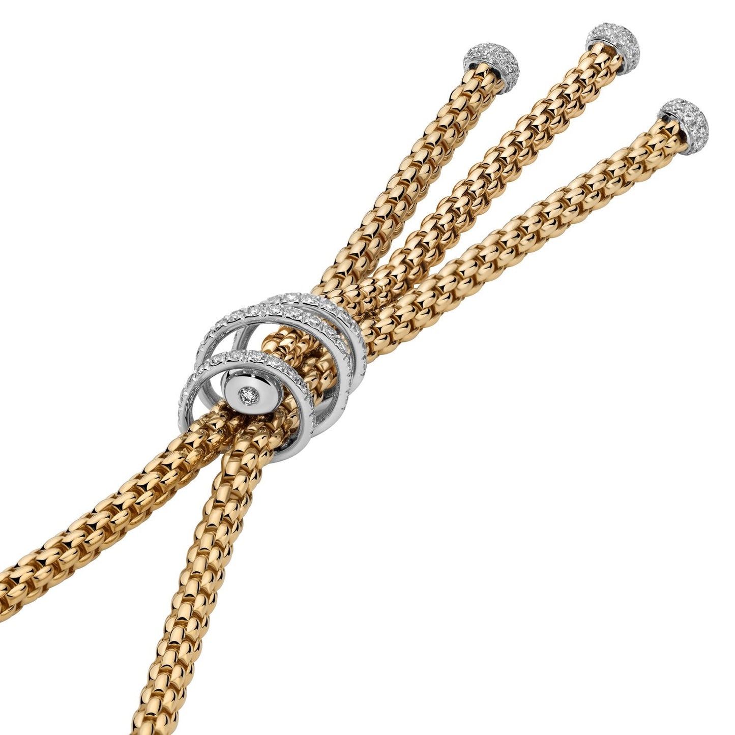 Fope's 18K Yellow Gold Tri-strand Prima Rope Diamond Necklace
