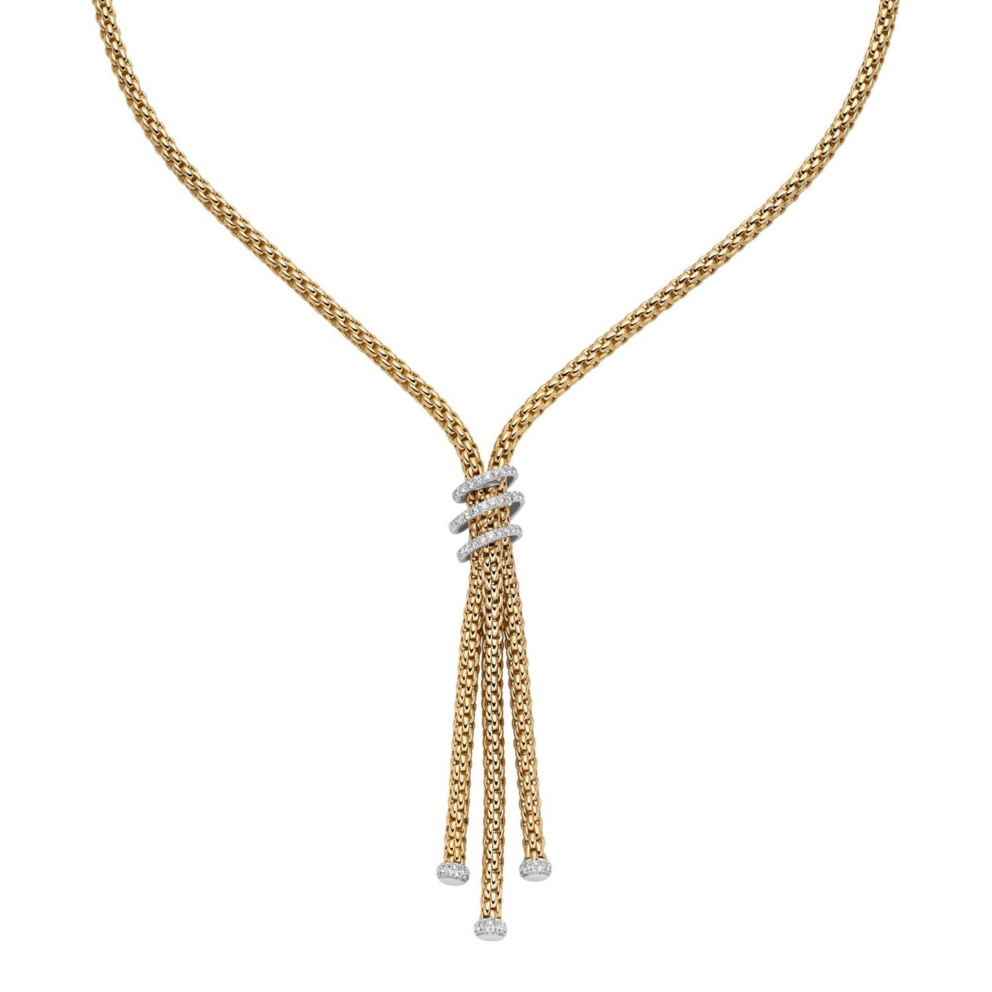 Fope's 18K Yellow Gold Tri-strand Prima Rope Diamond Necklace