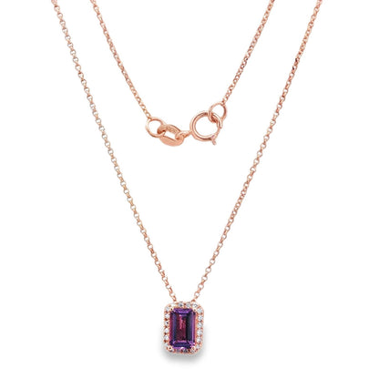 Jai's 14K Rose Gold Diamond & Emerald-cut Amethyst Necklace