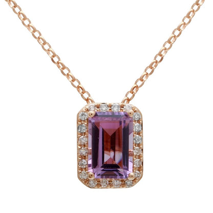 Jai's 14K Rose Gold Diamond & Emerald-cut Amethyst Necklace