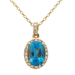 Jai's 14K Yellow Gold Blue Topaz & Diamond Necklace