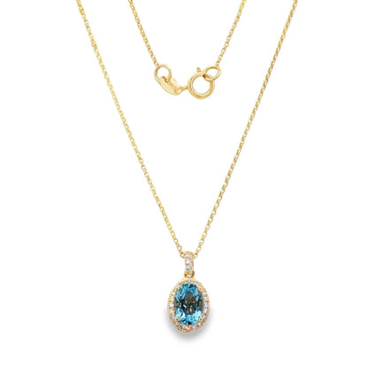 Jai's 14K Yellow Gold Diamond & Blue Topaz Necklace