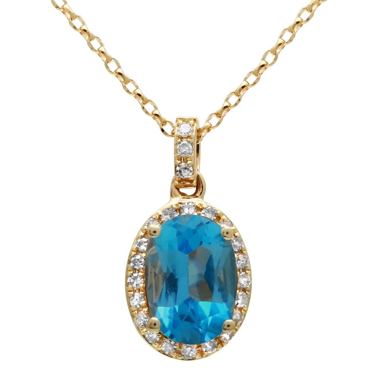 Jai's 14K Yellow Gold Diamond & Blue Topaz Necklace