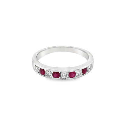 Jai's 14K White Gold Ruby & Diamond-inset Ring