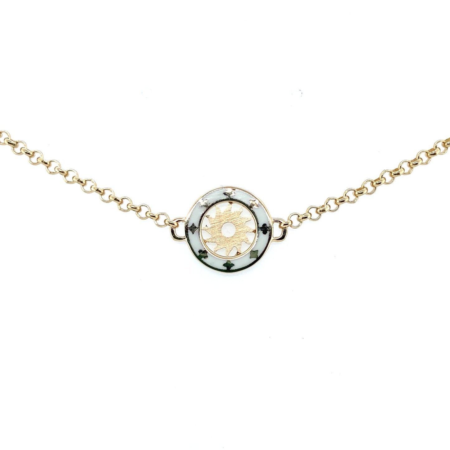 Jai's 14K Yellow Gold Reversible Turquoise & White Sun Anklet