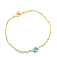 Jai's 14K Yellow Gold Turquoise Flower Anklet