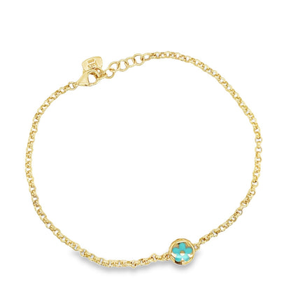 Jai's 14K Yellow Gold Turquoise Flower Anklet