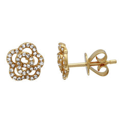 Jai's 14K Yellow Gold Diamond Flower Studs