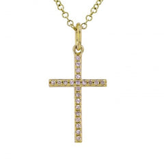 Jai's 14K Yellow Gold Diamond Cross Necklace