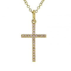 Jai's 14K Yellow Gold Diamond Cross Necklace