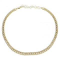 Jai's 14K Yellow Gold Semi-pave Diamond Cuban Curb Chain