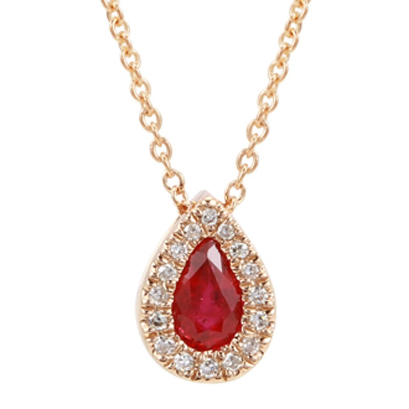 Jai's 14K Rose Gold Teardrop-cut Ruby & Diamond Necklace